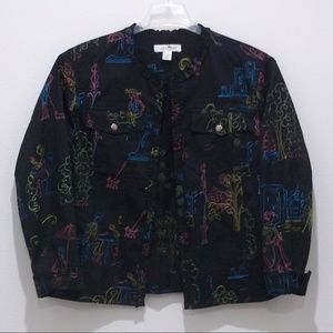 Coldwater Creek Jacket Black w/Embroidery 1827